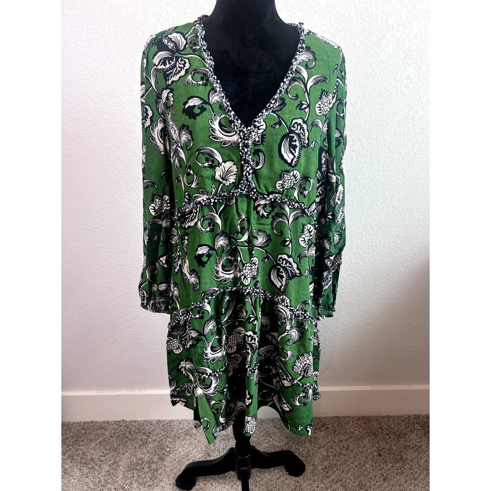 Anthropologie Robin Green Tiered Floral V-Neck Mini Dress